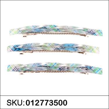 Printed Long & Skinny Barrette (Set of 3)