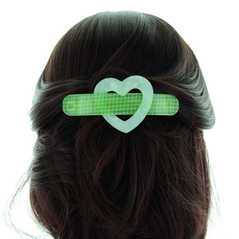 Plaid & Heart Barrette