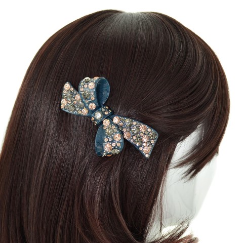 Crystal Acetate Bow Pinch Clip