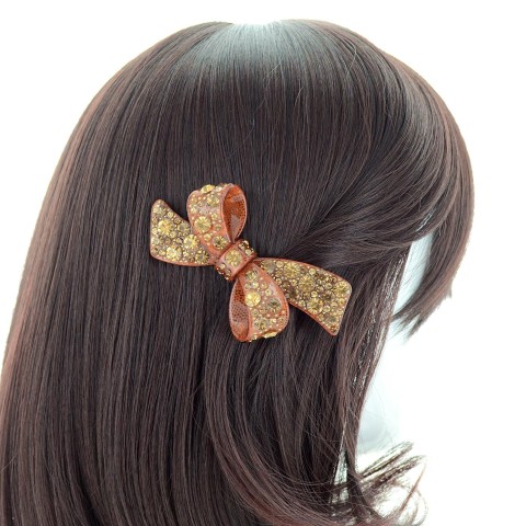 Crystal Acetate Bow Pinch Clip