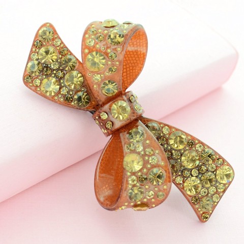 Crystal Acetate Bow Pinch Clip