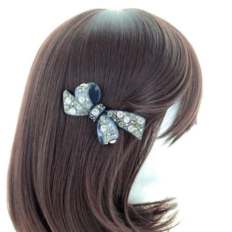 Crystal Acetate Bow Pinch Clip