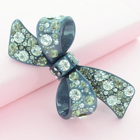 Crystal Acetate Bow Pinch Clip