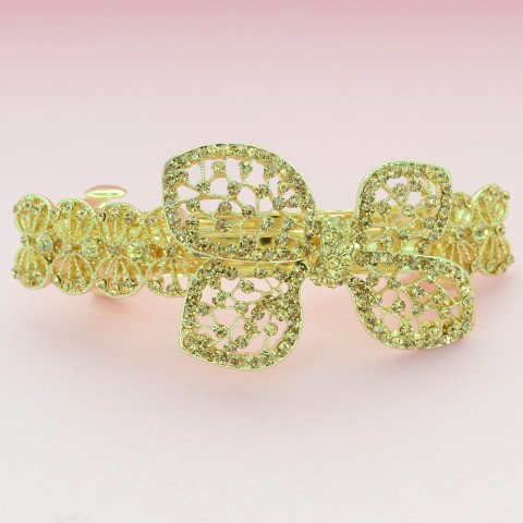 Sparkling Double Clip Crystal Bow Barrette