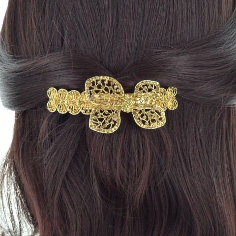 Sparkling Double Clip Crystal Bow Barrette