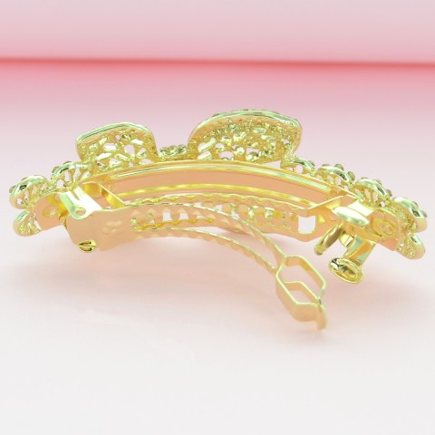 Sparkling Double Clip Crystal Bow Barrette