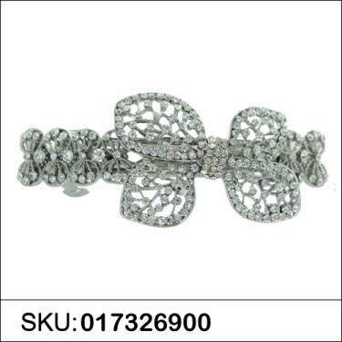 Sparkling Double Clip Crystal Bow Barrette