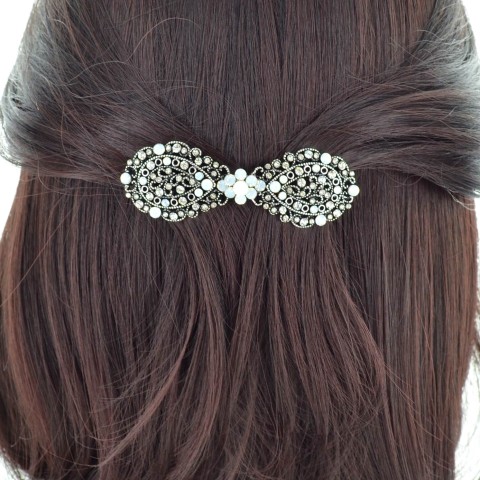 Vintage Inspired Crystal Bow Barrette (Cilp Paris)