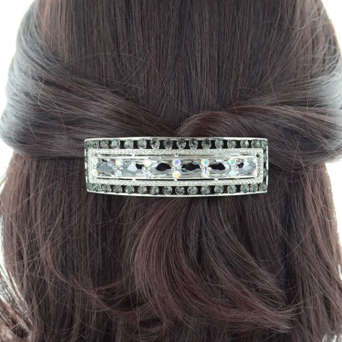 Cubiczirconia Rectangle Double Clip Barrette