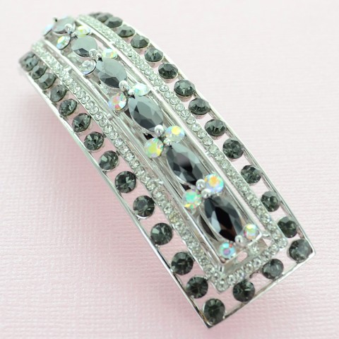 Cubiczirconia Rectangle Double Clip Barrette