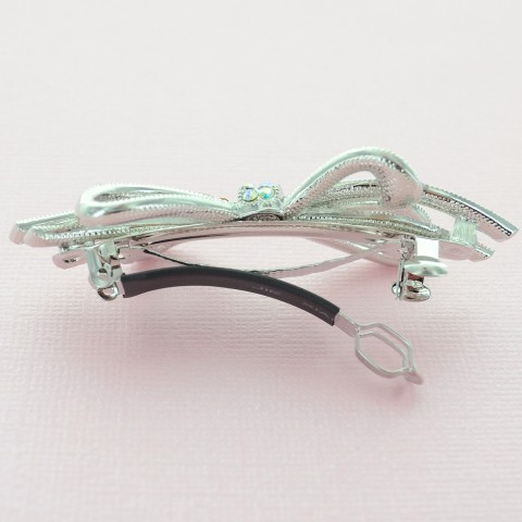 Crystal Bow Double Clip Barrette