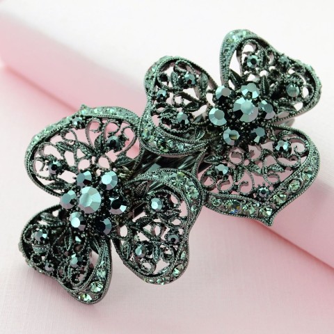 Swarovski Crystal Cutout Flower Barrette