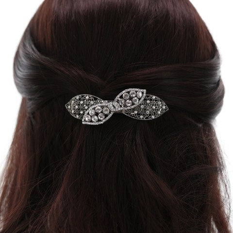 Crystal Rhinestone Bow Barrette/Hair Clip