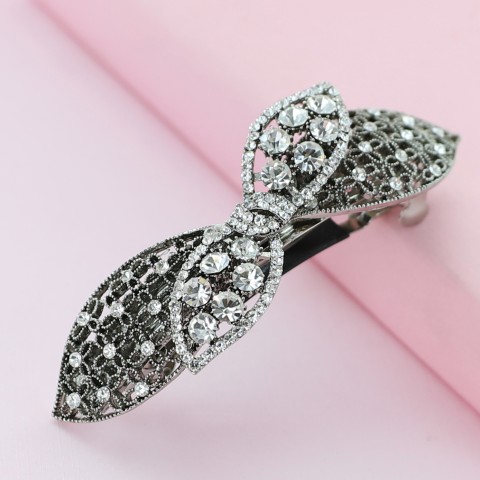 Crystal Rhinestone Bow Barrette/Hair Clip