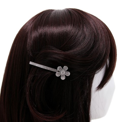 Crystal-Embellished Flower Barrette (Clip France)