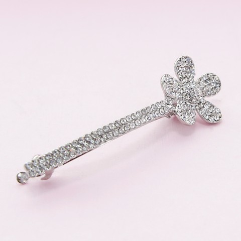 Crystal-Embellished Flower Barrette (Clip France)