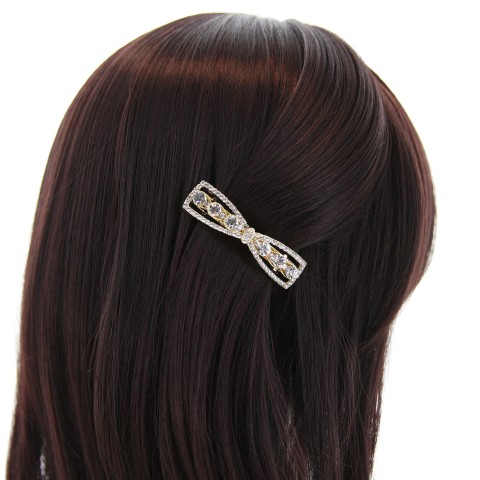 Rhinestone Bow Barrette (Clip France )