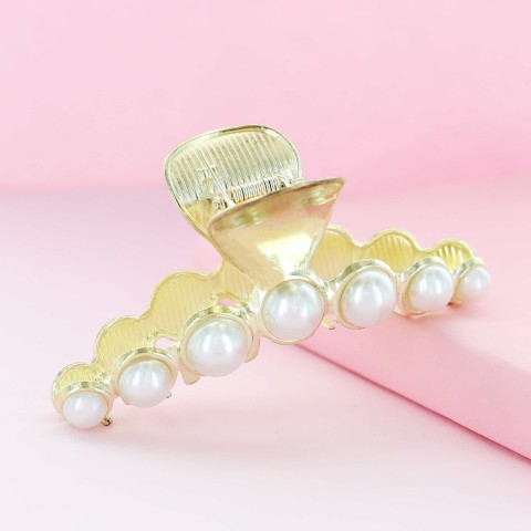 Large Big Strong Sturdy Metal Pearl Hair Claw Clip