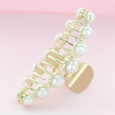 Large Big Strong Sturdy Metal Pearl Hair Claw Clip