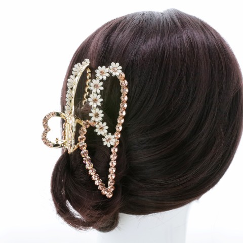 Large Crystal Rhinestones Flowers Claw Clip