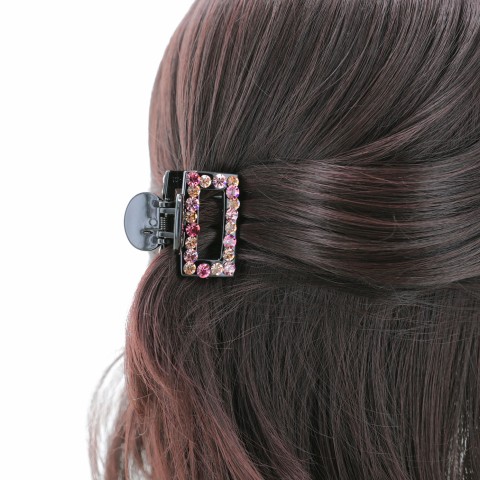 Crystal Rhinestone Rectangle Cutout Claw Clip