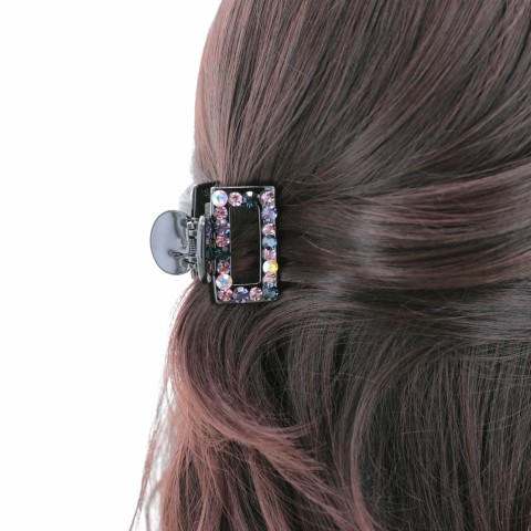 Crystal Rhinestone Rectangle Cutout Claw Clip