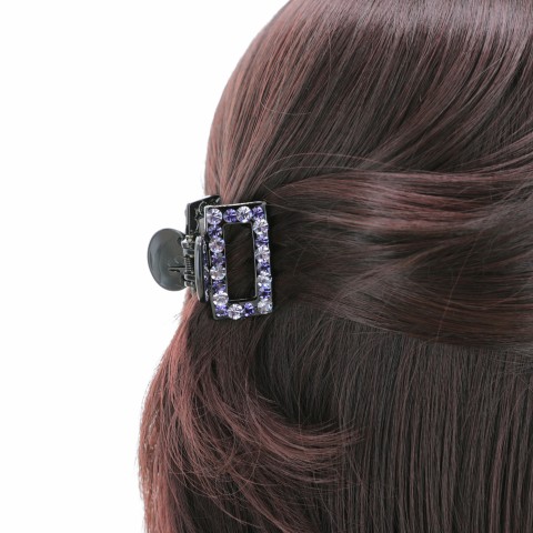 Crystal Rhinestone Rectangle Cutout Claw Clip