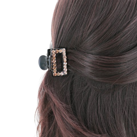 Crystal Rhinestone Rectangle Cutout Claw Clip