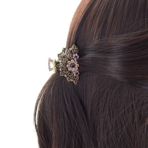 Vintage Inspired Crystal Flower Hair Jaw