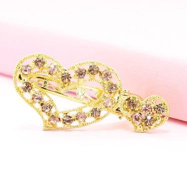 Rhinestone Alligator Heart Hair Clips