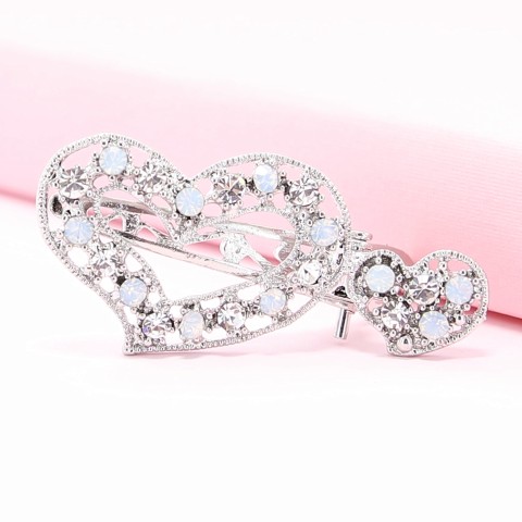 Rhinestone Alligator Heart Hair Clips