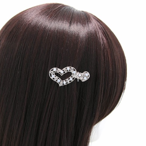 Rhinestone Alligator Heart Hair Clips