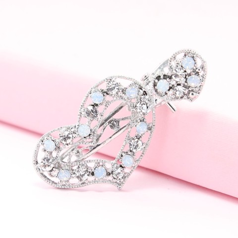 Rhinestone Alligator Heart Hair Clips