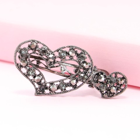 Rhinestone Alligator Heart Hair Clips