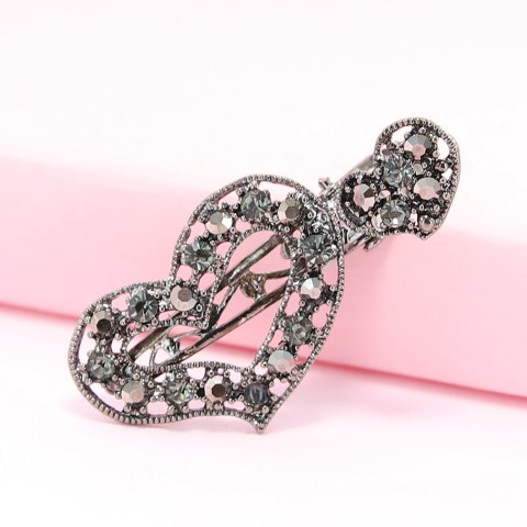 Rhinestone Alligator Heart Hair Clips