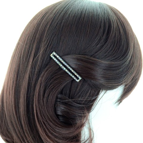 Cutout Crystal Rectangle Barrette