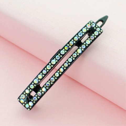 Cutout Crystal Rectangle Barrette