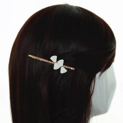 Elegant Faux Pearl Bow & Crystal Bobby Pin