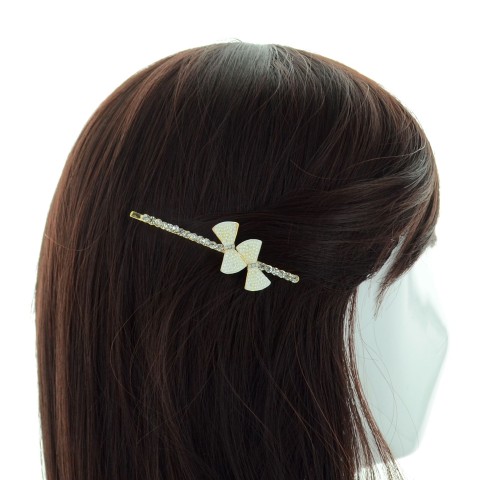 Elegant Faux Pearl Bow & Crystal Bobby Pin