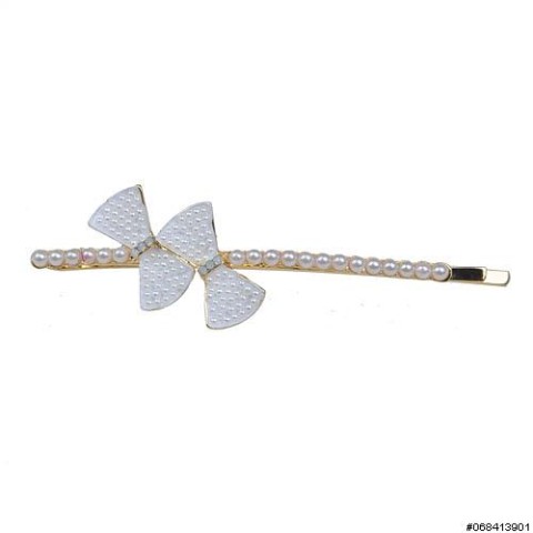 Elegant Faux Pearl Bow & Crystal Bobby Pin