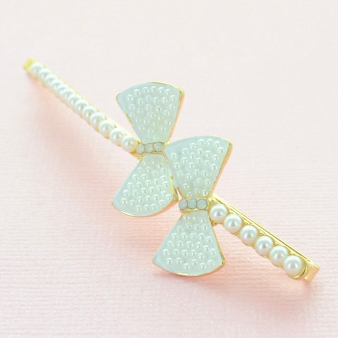 Elegant Faux Pearl Bow & Crystal Bobby Pin