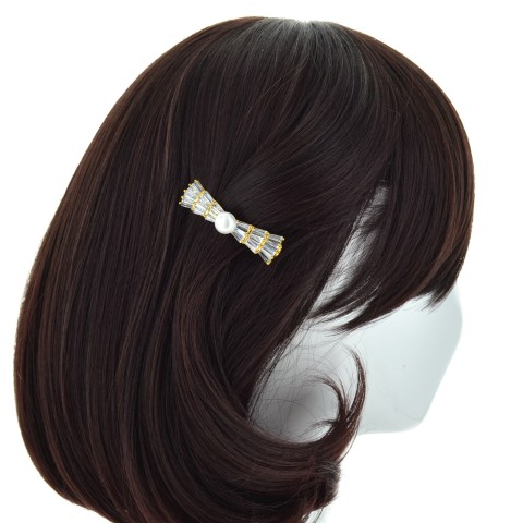 Glamorous CubicZirconia Bow Barrette