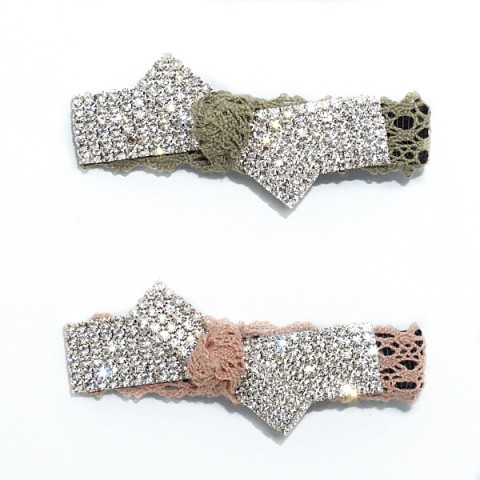 Crystal & Lace Alligator Clip