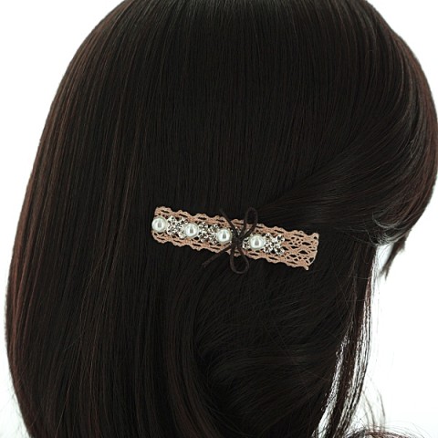 Crystal Faux Pearl Lace Alligator Clip