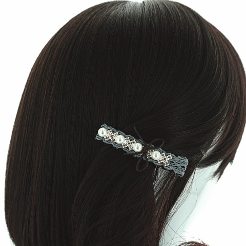 Crystal Faux Pearl Lace Alligator Clip