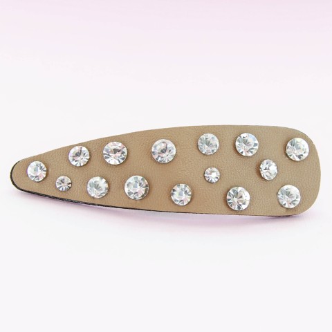 Faux Leather Rhinestone Snap Clip