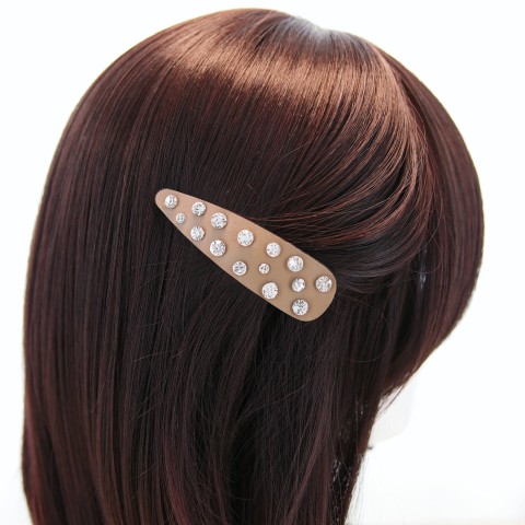 Faux Leather Rhinestone Snap Clip