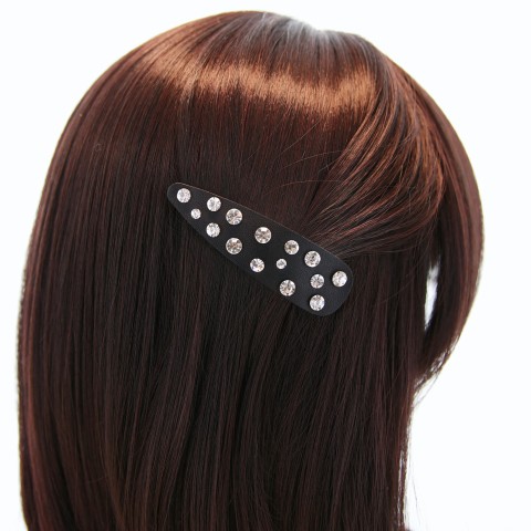 Faux Leather Rhinestone Snap Clip