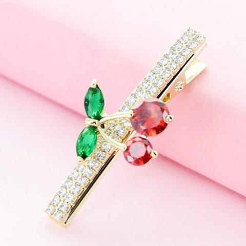 Cubiczirconia Rhinestone Cherry Pinch Clip