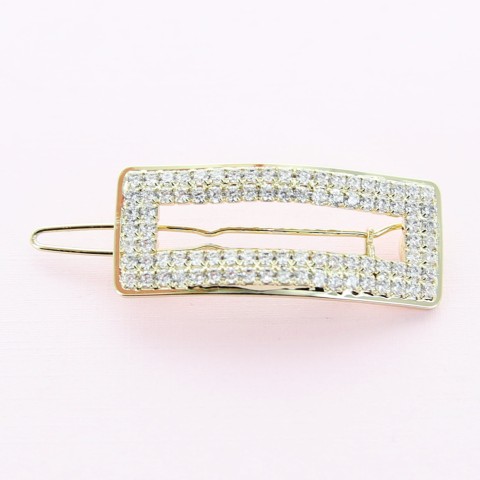 Cubiczirconia Rhinestone Bridal Rectangle Barrette